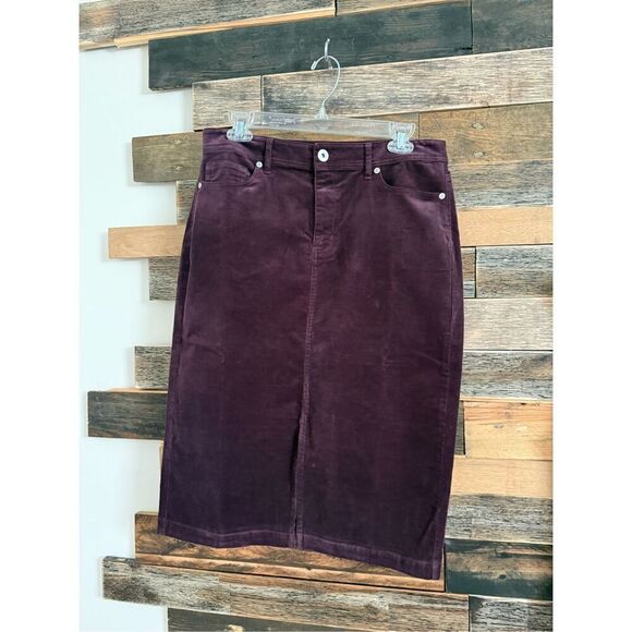 J Jill NWT Slit-Hem Corduroy Skirt sz 8 - Picture 2 of 11